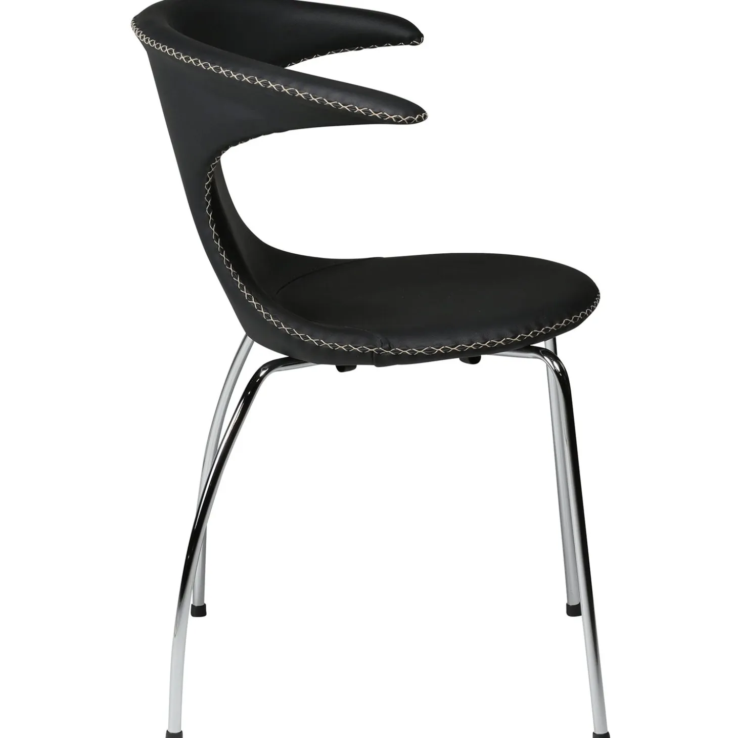 Flair Stol Black Leather, Chrome