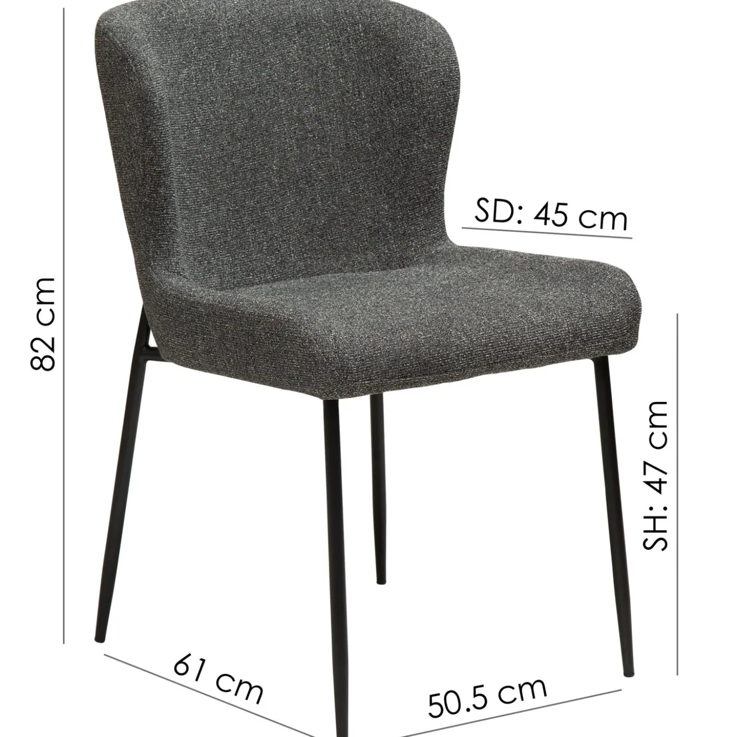 Glam Stol Pebble Grey, Black